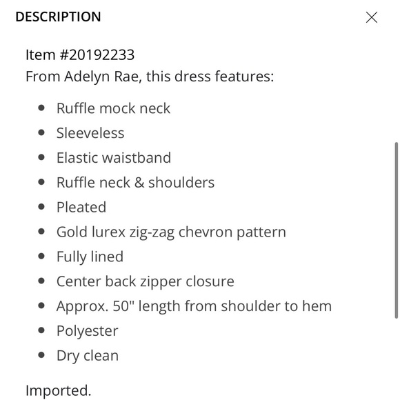 Adelyn Rae Agatha Metallic Pleated dress - Picture 3 of 3